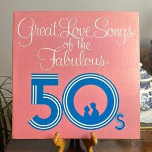 Vintage Pink and Blue Great Love Songs  of the Fabulous 50s Vinyl COVER Art *